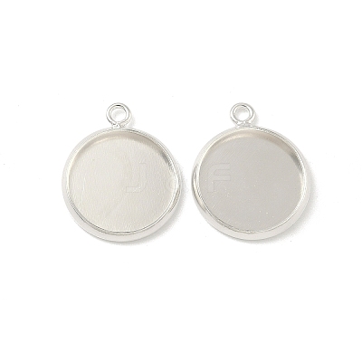 Flat Round Brass Pendant Cabochon Settings KK-K414-14E-S-1