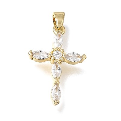 Brass Micro Pave Clear Cubic Zirconia Pendants CU-CBA9883-05B-G-1