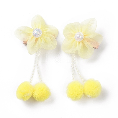 Flower Cloth Metallic Alligator Hair Clips LS-PHAR-D013-01B-1