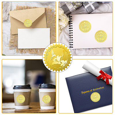 34 Sheets Self Adhesive Gold Foil Embossed Stickers DIY-WH0509-037-1