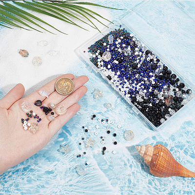 Ocean Theme DIY Seed & Glass Beads Jewelry Making Finding Kit DIY-SC0024-64A-1
