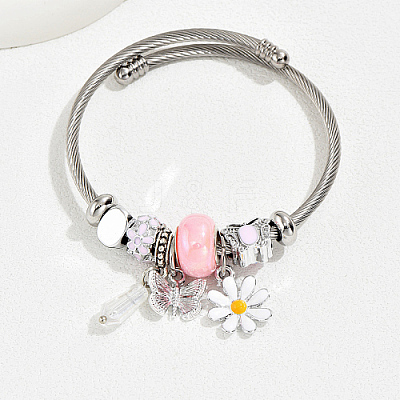 Non-Tarnish 201 Stainless Steel European Bracelet OQ8559-1-1