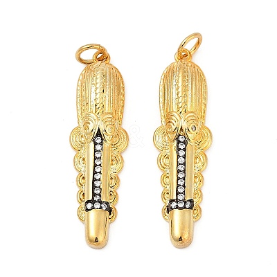 Brass Micro Pave Cubic Zirconia Pendants KK-U058-12G-1
