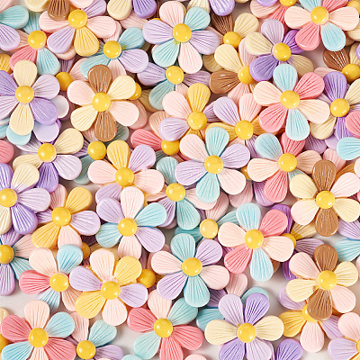 50Pcs 5 Colors Opaque Resin Cabochons RESI-TA0004-93-1