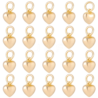 20Pcs Rack Plating Brass Heart Charms KK-BBC0024-87A-1
