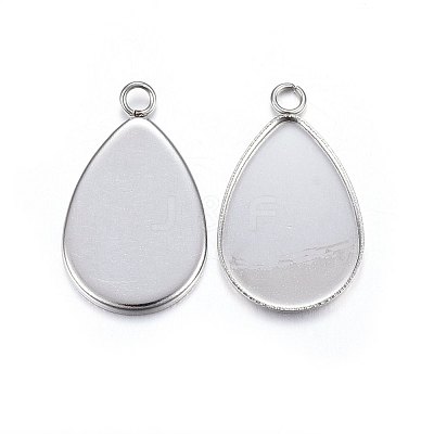 Tarnish Resistant 304 Stainless Steel Pendant Cabochon Settings STAS-P210-09P-01-1
