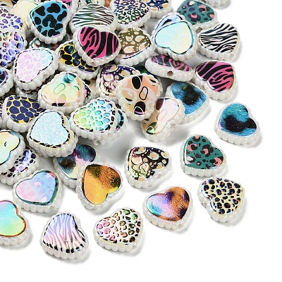 Rainbow Iridescent Printed Opaque Acrylic Beads OACR-D316-01B-01-1