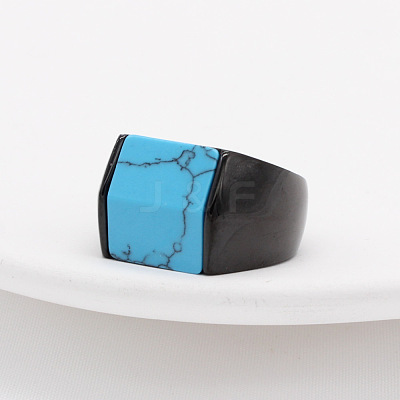 Rectangle Synthetic Turquoise Finger Ring FIND-PW0021-08C-EB-1