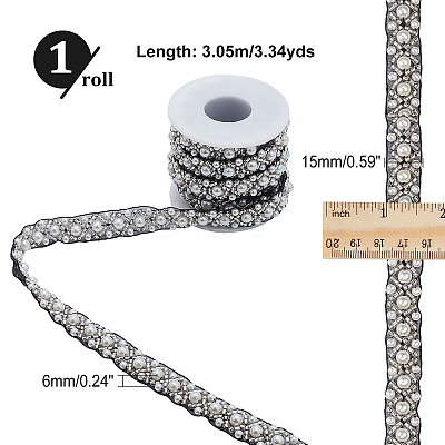 Imitation Polyester with ABS Plastic Beaded Trimming OCOR-CA0001-25-1