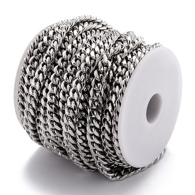 Tarnish Resistant 304 Stainless Steel Cuban Link Chain STAS-B019-02B-P-1