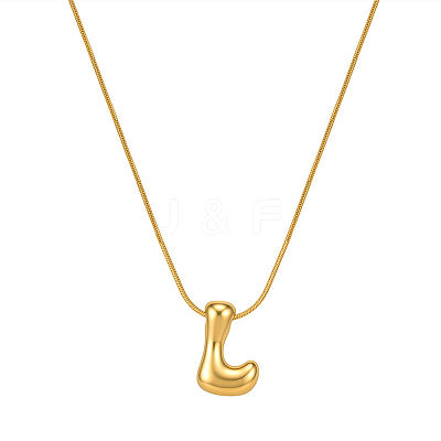 304 Stainless Steel Alphabet Pendant Necklaces for Men and Women GP1122-12-1