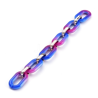 Handmade Two Tone Opaque Acrylic Cable Chains AJEW-JB00635-03-1