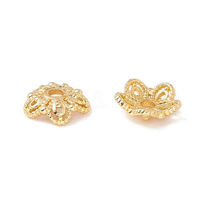 5-Petal Brass Bead Caps KK-A162-02G-1