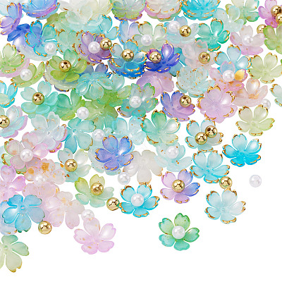 160Pcs 8 Styles Acrylic Bead Caps OACR-TA0004-53A-1