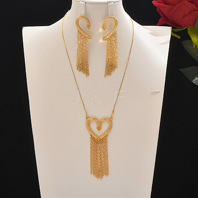 Elegant Zinc Alloy Hollow Heart Tassel Jewelry Set for Women LS-HX7925-1