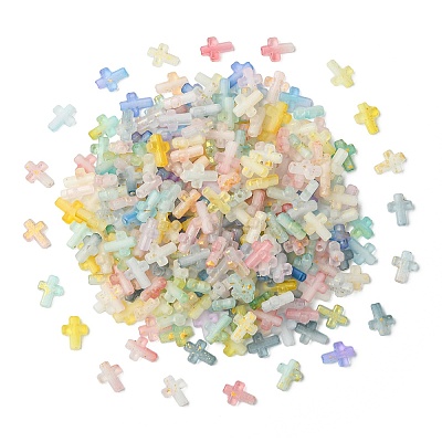 300Pcs 10 Colors Gradient Color Transparent Acrylic Beads OACR-CJ0002-44-1