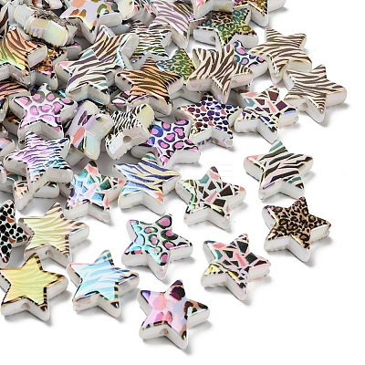 Rainbow Iridescent Printed Opaque Acrylic Beads OACR-D316-01A-02-1