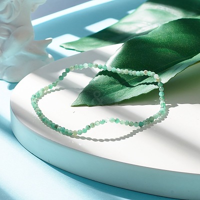 Natural Emerald Round Beaded Stretch Bracelet BJEW-JB07748-02-1