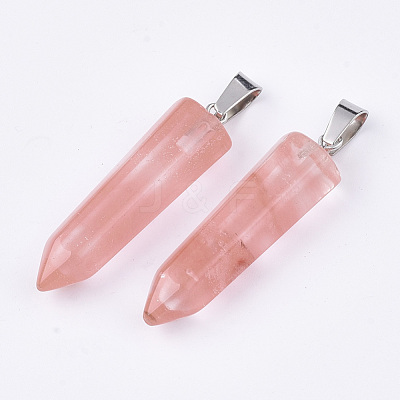 Cherry Quartz Glass Point Pendants G-R220-34N-1