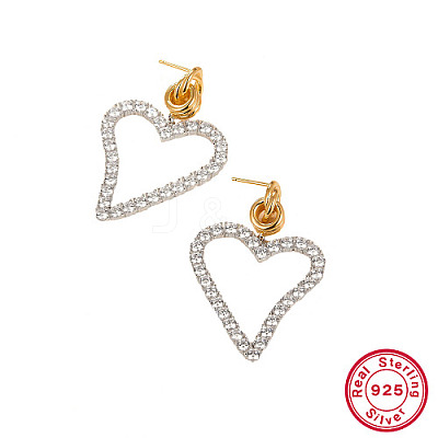 Two Tone Platinum & Golden 925 Sterling Silver Dangle Stud Earrings QO3492-1-1