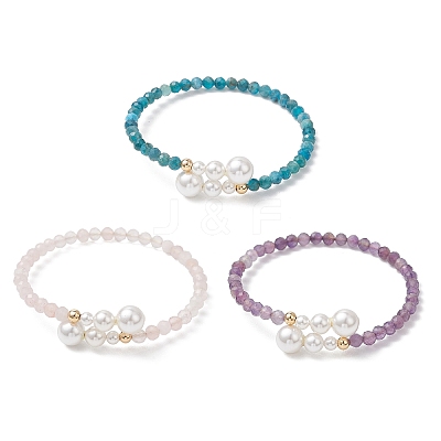 Natural Gemstone Beaded Cuff Bangles BJEW-JB13326-1
