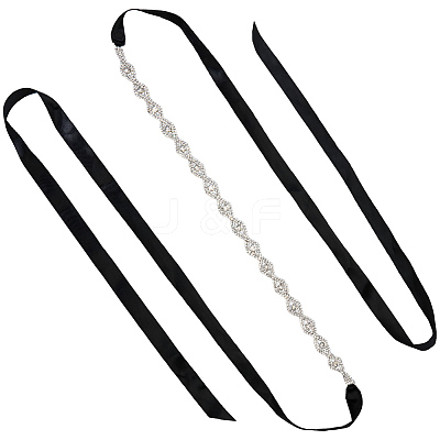 Metal Full Crystal Rhinestone Horse Eye Bridal Waist Belts for Wedding Dress AJEW-WH20080-65F-S-1