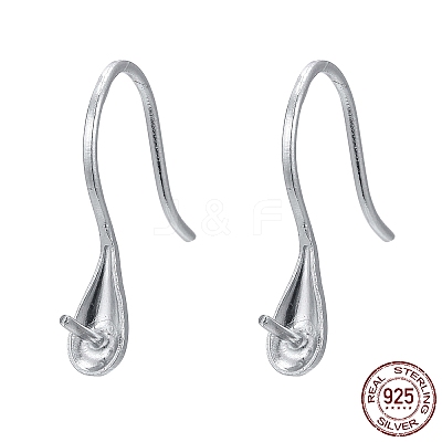 Anti-Tarnish Rhodium Plated Sterling Silver Earring Hooks X-STER-E041-14P-1