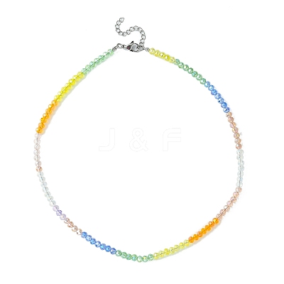 Glass Round Beaded Necklace NJEW-JN04318-1