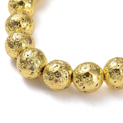 Electroplated Natural Lava Rock Beads Stretch Bracelets BJEW-G623-01G-8mm-1