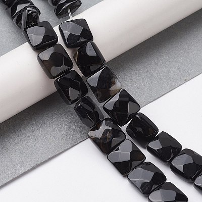 Dyed & Heated Natural Black Agate Beads Strands G-K359-B13-01-1