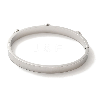 304 Stainless Steel Rhinestone Bangles BJEW-F474-01P-1