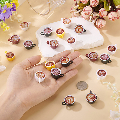 24Pcs 6 Colors Resin Coffee Cup Model Ornaments AJEW-TA0002-82-1