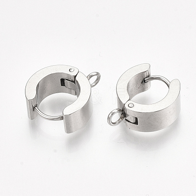 Tarnish Resistant 201 Stainless Steel Hoop Earring Findings X-STAS-S079-79-1
