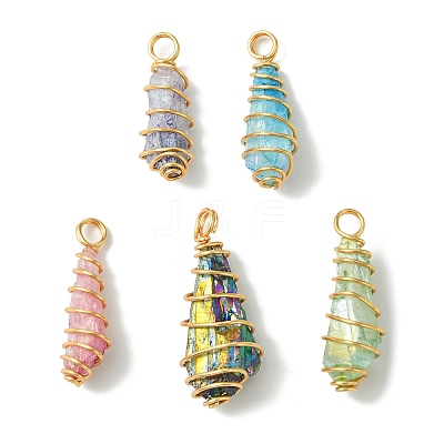5Pcs Electroplated Natural Quartz Pendants PALLOY-JF03149-1