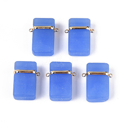 Glass Rectangle Links Connector Charms GLAA-T023-42C-1