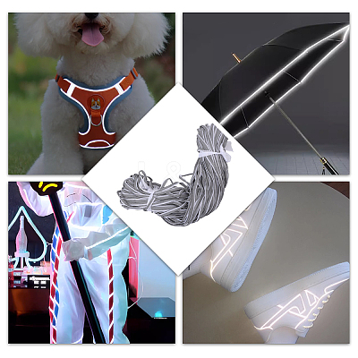 Reflective Cotton Ribbons SRIB-WH0011-283-1