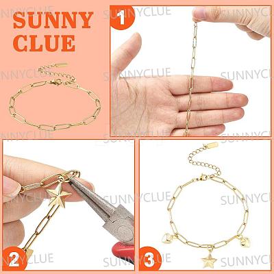 12Pcs 2 Colors 304 Stainless Steel Paperclip Chains Bracelets for Men Women BJEW-SC0001-62-1