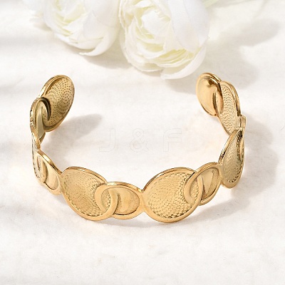 304 Stainless Steel Cuff Bangles for Women BJEW-T030-01G-1