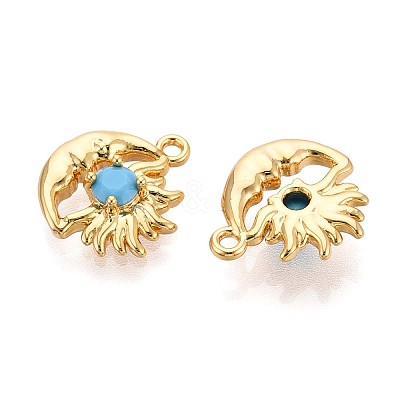 Brass Micro Pave Cubic Zirconia Charms X1-KK-N263-94B-G-1