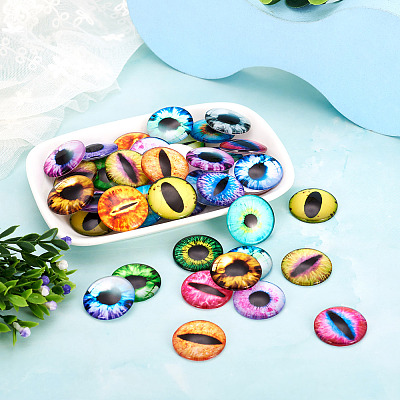 Eye Printed Glass Cabochons GGLA-BT0001-01-1