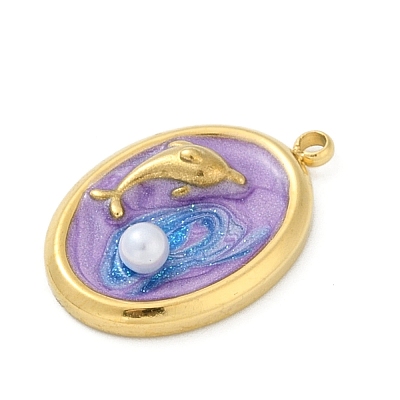 Ocean Theme 304 Stainless Steel Enamel Pendants STAS-Q352-03G-C-1