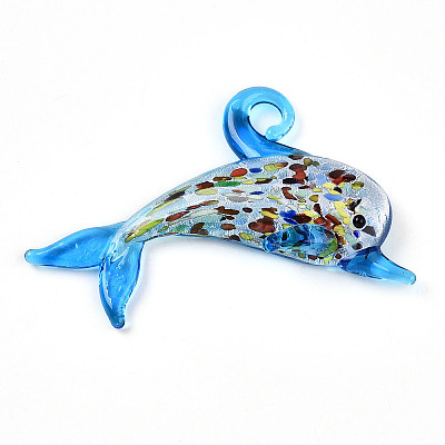 Handmade Silver Foil Lampwork Big Pendants LAMP-T023-13C-1