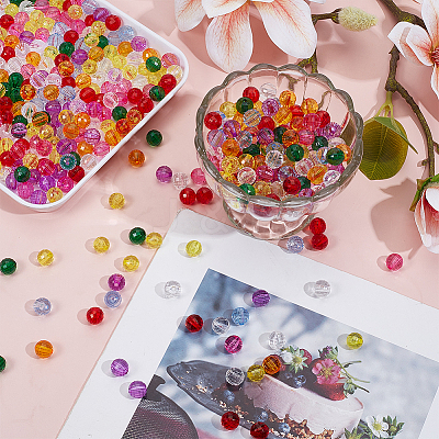 800Pcs 8 Colors Transparent Acrylic Beads TACR-GO0001-03-1