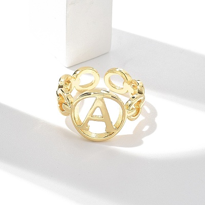 Brass Open Cuff Rings for Women RJEW-K289-01G-A-1