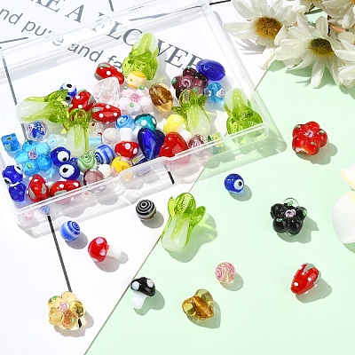 60Pcs 10 Style Handmade Lampwork Bead Strands LAMP-YW0001-32-1