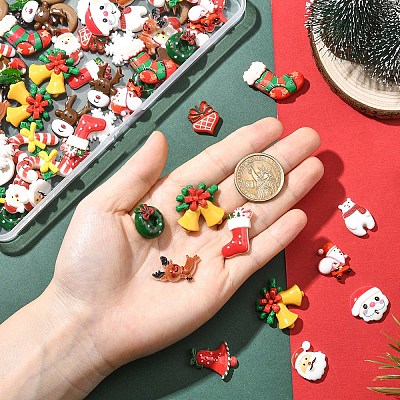 90Pcs 18 Styles Christmas Themed Opaque Resin Cabochons Sets CRES-YW0002-69-1