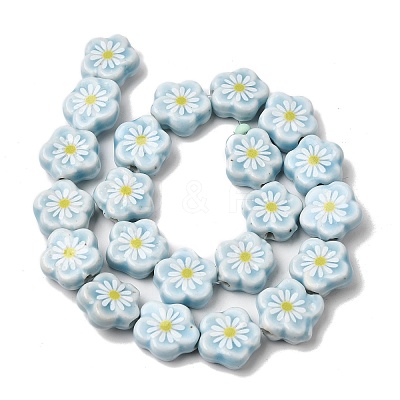 Glaze Daisy Flower Printed Porcelain Beads PR-CBA03B0-04E-1