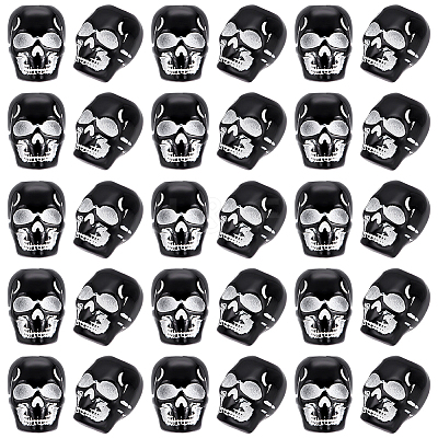 200Pcs Spray Printed Opaque Acrylic European Beads SACR-UN0001-07-1