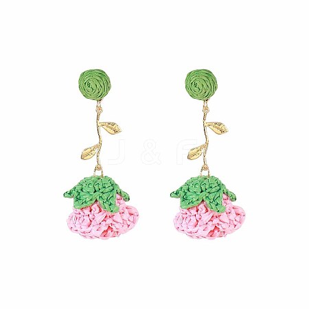 Bohemia Raffia & Alloy Stud Dangle Earrings WG3AA71-02-1