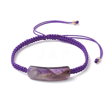 Adjustable Tube Natural Gemstone Braided Bracelets for Women BJEW-JB11006-02-1